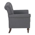 thumbnail image 3 of Living Room Chairs Modern Accent Linen Fabric Arm Chair Comfy Upholstered Tufted Club Single Sofa Dark Gray, 3 of 10