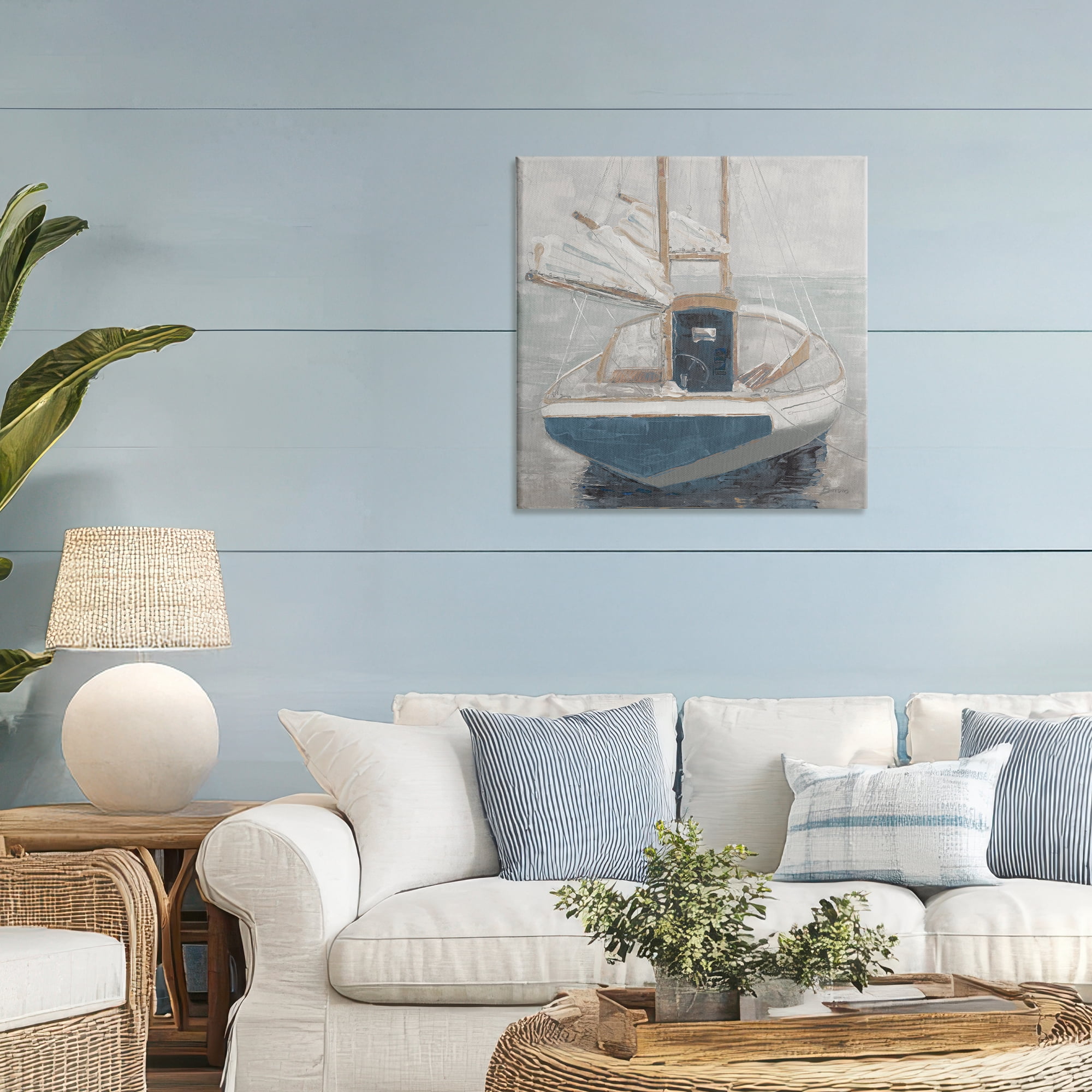 Stupell Industries Serene Harbor Sail Boat Canvas Wall Art, design by John Burrows
