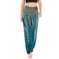 thumbnail image 5 of Defitshape Women's Harem Boho Pants Yoga Hippie Jogger Genie Pants with Pocket Smocked Waist Cool Summer Beach Trousers Bohemian Parachute Elastic Waist High Waisted Patterned7 One Size, 5 of 5