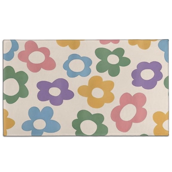 Colorful Daisy Flower Silhouette Pattern Door Rugs,Washable Non Slip Door Mats Indoor,Decorative Door Mats,Entry Mat Indoor for Entrance,Bedroom,Kitchen,Bathroom,17"x30"