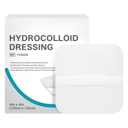 Hydrocolloid Wound Dressing, Ultra Thin 4" x 4" Large Patch Bandages with Self-Adhesive (5 Packs)