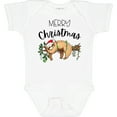 thumbnail image 3 of Inktastic Merry Christmas Cute Sloth with Santa Hat and Lights Boys or Girls Baby Bodysuit, 3 of 5
