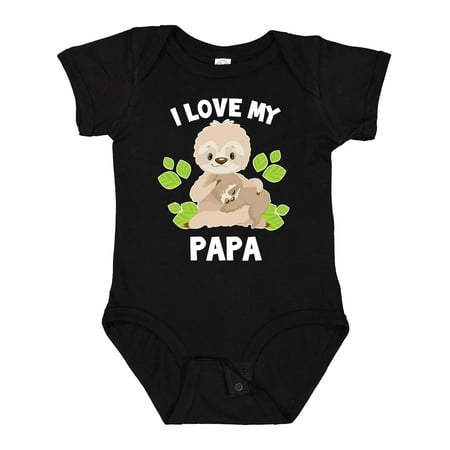 

Inktastic Cute Sloth I Love My Papa with Green Leaves Boys or Girls Baby Bodysuit