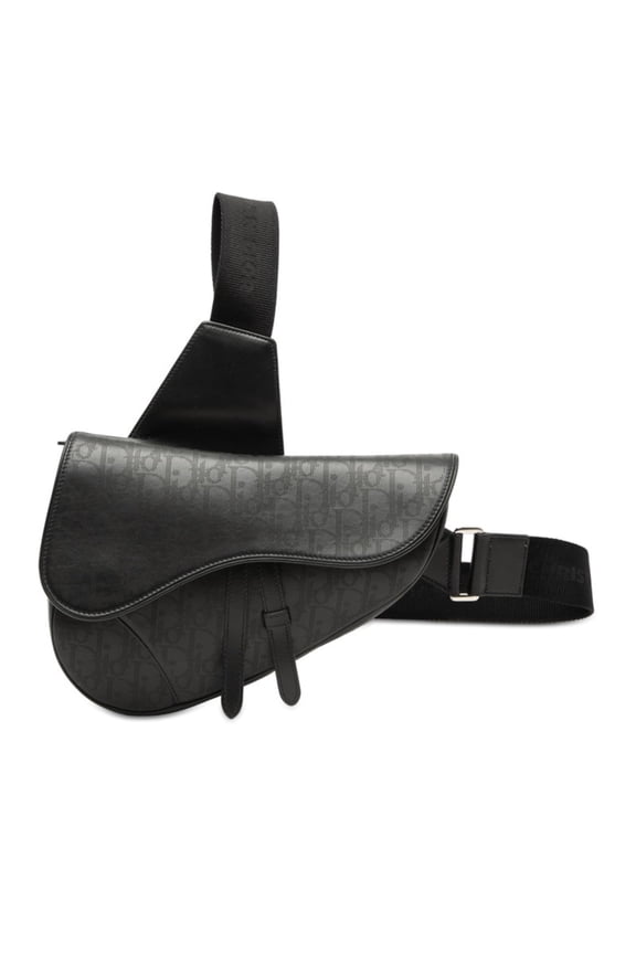 Pre-Owned Christian Dior Dior Oblique Galaxy Saddle Shoulder Bag in Black Smooth... (Good)