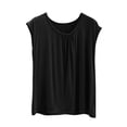 thumbnail image 2 of APEXFWDT Women's Modal Pajama Top Sleeveless Sleeveless Crew Neck Cami Casual Loose Breathable Sleep Tank Top,Black, 2 of 7