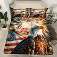 thumbnail image 2 of Manfei Animal Eagle 3pcs Twin Sheet Sets for Teens Female Men,USA Flag Twin Fitted Sheet,Independence Day Firework Breathable Flat Sheet,Breathable Home Decor, 2 of 7