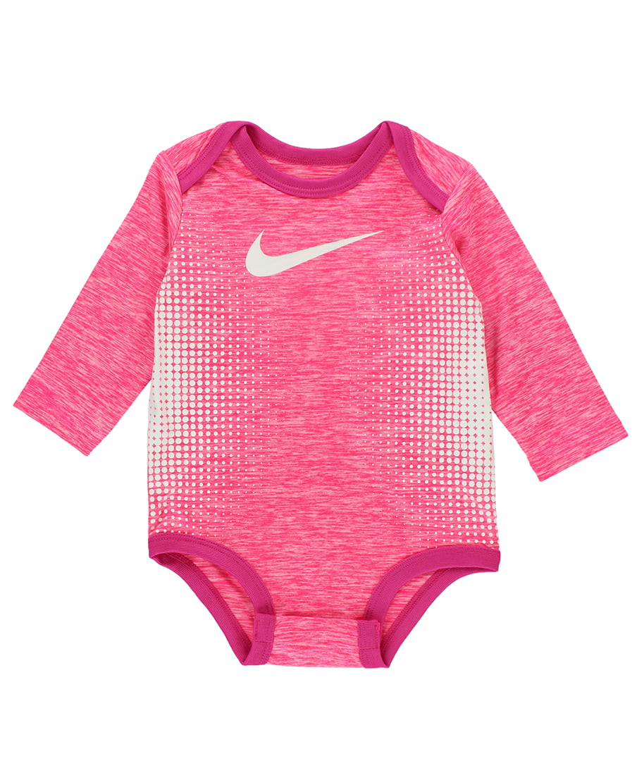 Nike Baby Girl's Sport Essential Heather Long Sleeve Bodysuit Pink 0-3M ...