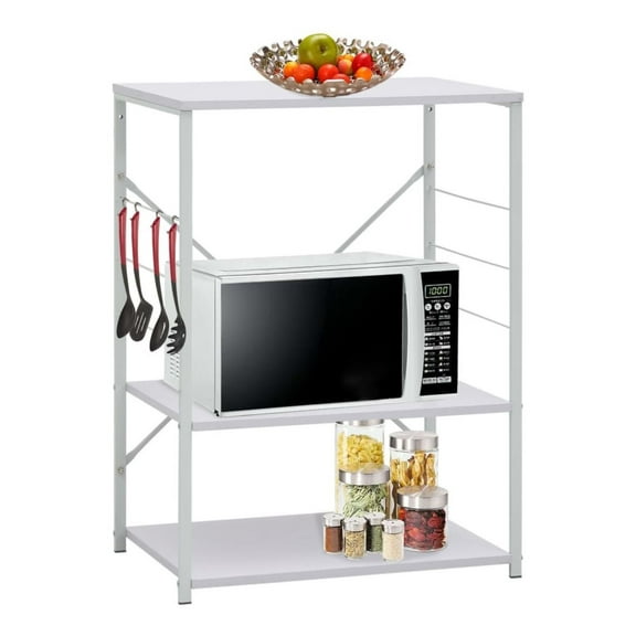 Microwave Cabinet White 23.6"x15.6"x31.3" Engineered Wood