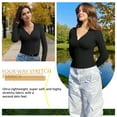thumbnail image 4 of OQQ women's shirt Long sleeve zipper spring and autumn fashion sexy top fitted T-shirt, 4 of 7