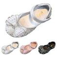 thumbnail image 4 of NOKIO Girls Dance Shoes Princess Performance Spring Summer Sparkly 𝖱hinestone Pearl Sequins Bowknot Lightweight Comfortable Flats for Kids, 4 of 6