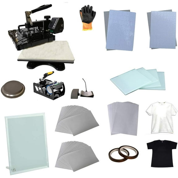INTSUPERMAI 5in1 Heat Press Machine Digital Multifunction Transfer Machine T-shirt Transfer Paper Jigsaw Puzzle Glass Frame Kit