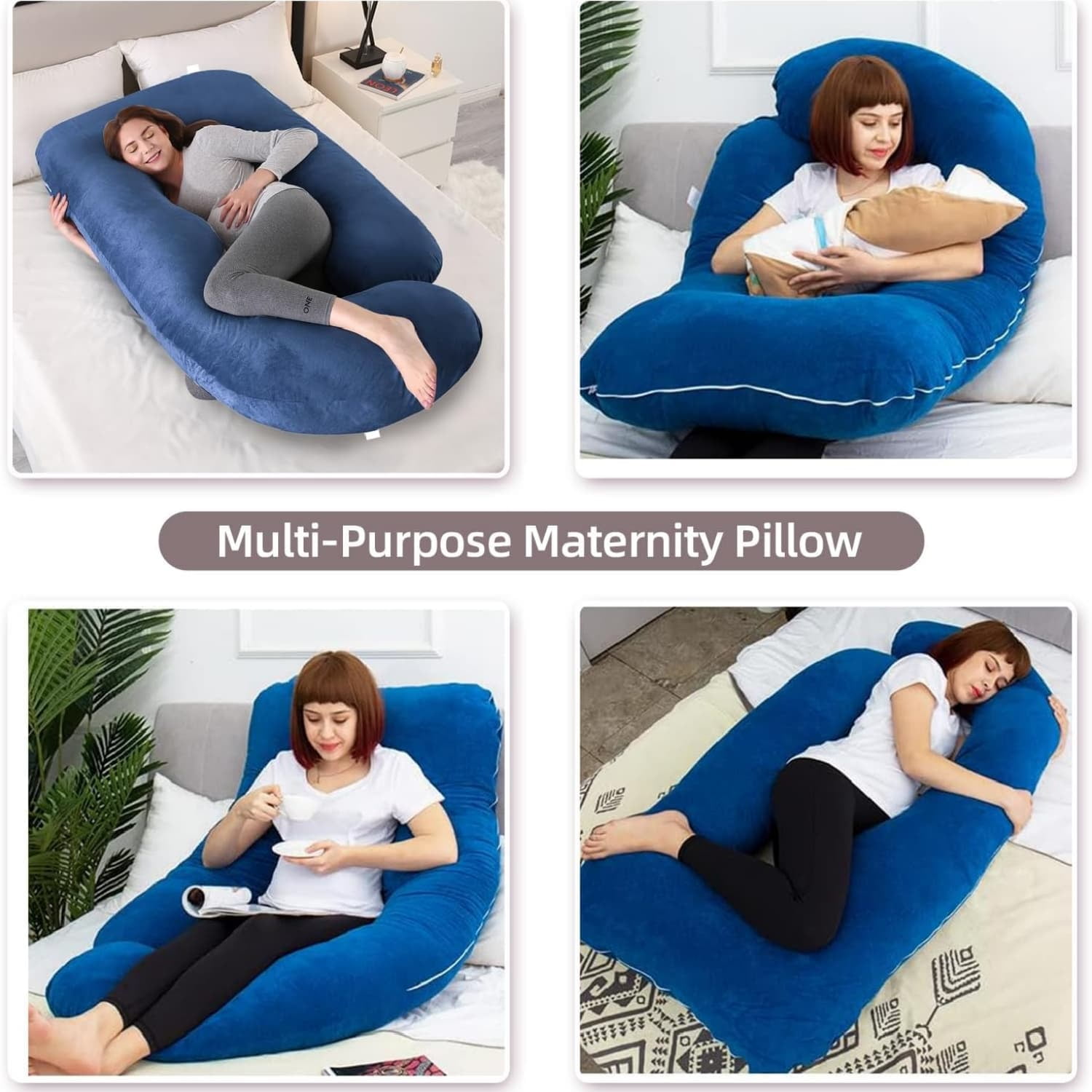 60 Inch Full Body Pregnancy Pillows for Sleeping Cooling Pregnancy Pillow,U Shaped Pregnancy Body Pillow,Maternity Pillows for Pregnant Women with Removable Washable Velvet Cover.(Blue)