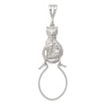 thumbnail image 4 of 925 Sterling Silver Polished Sitting Cat Shaped Charm Holder Pendant, 4 of 5