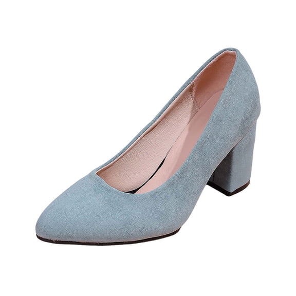 Win s Way Women's Pointed Toe Low Cut Chunky Heel Pumps Comfort Slip On Work Casual Dress Shoes
