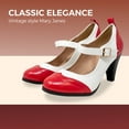thumbnail image 5 of Chase & Chloe Women's Vintage-Inspired Mary Jane Pumps with Wingtip and Mid-Heel, 5 of 5