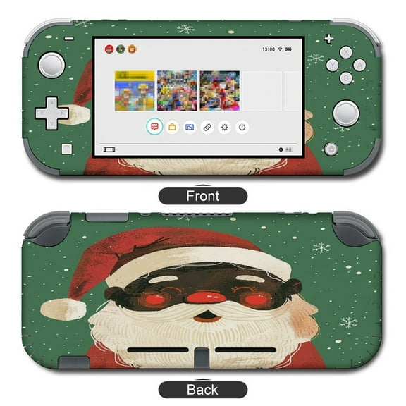 POBUDS Switch Skin | Sticker Wrap Vinyl Decal | Set Compatible with Nintendo Switch ( Switch Lite, Cute Black Santa)