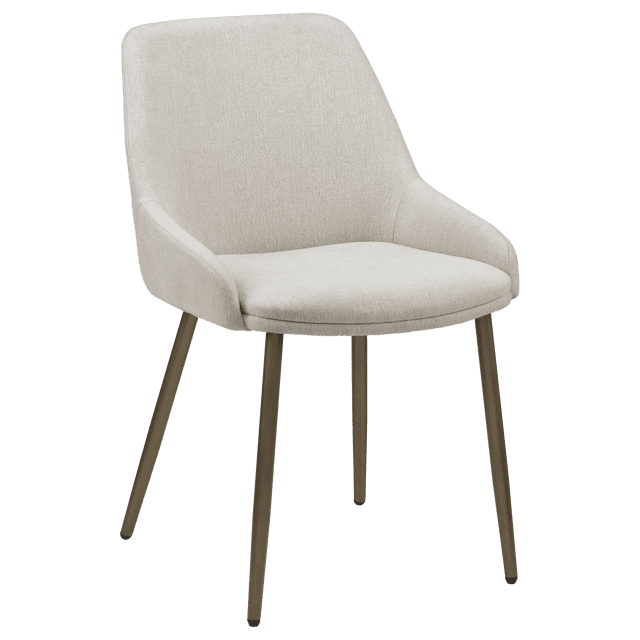 Bouclair White Cream Upholstered Chair with Gold Metal Legs