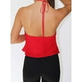 thumbnail image 2 of Y2k Polka Dot Tank Top for Women Halter Sleeveless Halter Crop Top Backless Camisole with Rose Decoration Red M, 2 of 5
