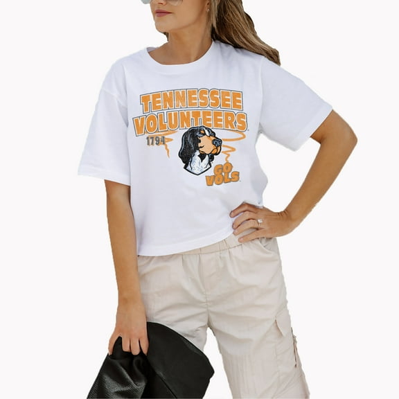 Women's Gameday Couture White Tennessee Volunteers Logo Boxy Fit Cropped T-Shirt