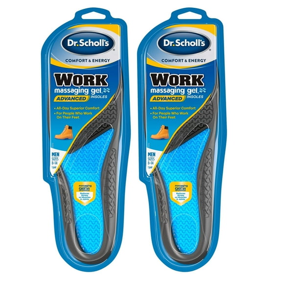 Dr. Scholl's Work Insoles (Pack) // All-Day Shock Absorption and Reinforced Arch Support That Fits in Work Boots and More (for Men's 8-14, Also Available for Women's 6-10) 1 Pair (Pack of 2) 2 Count