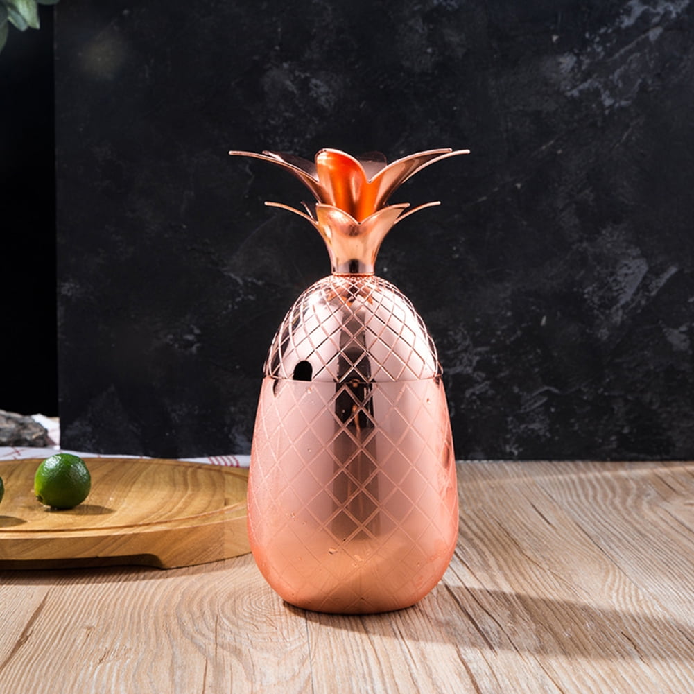 Pineapple Shape Stainless Steel Cocktail Glass Decoration 550ml rose