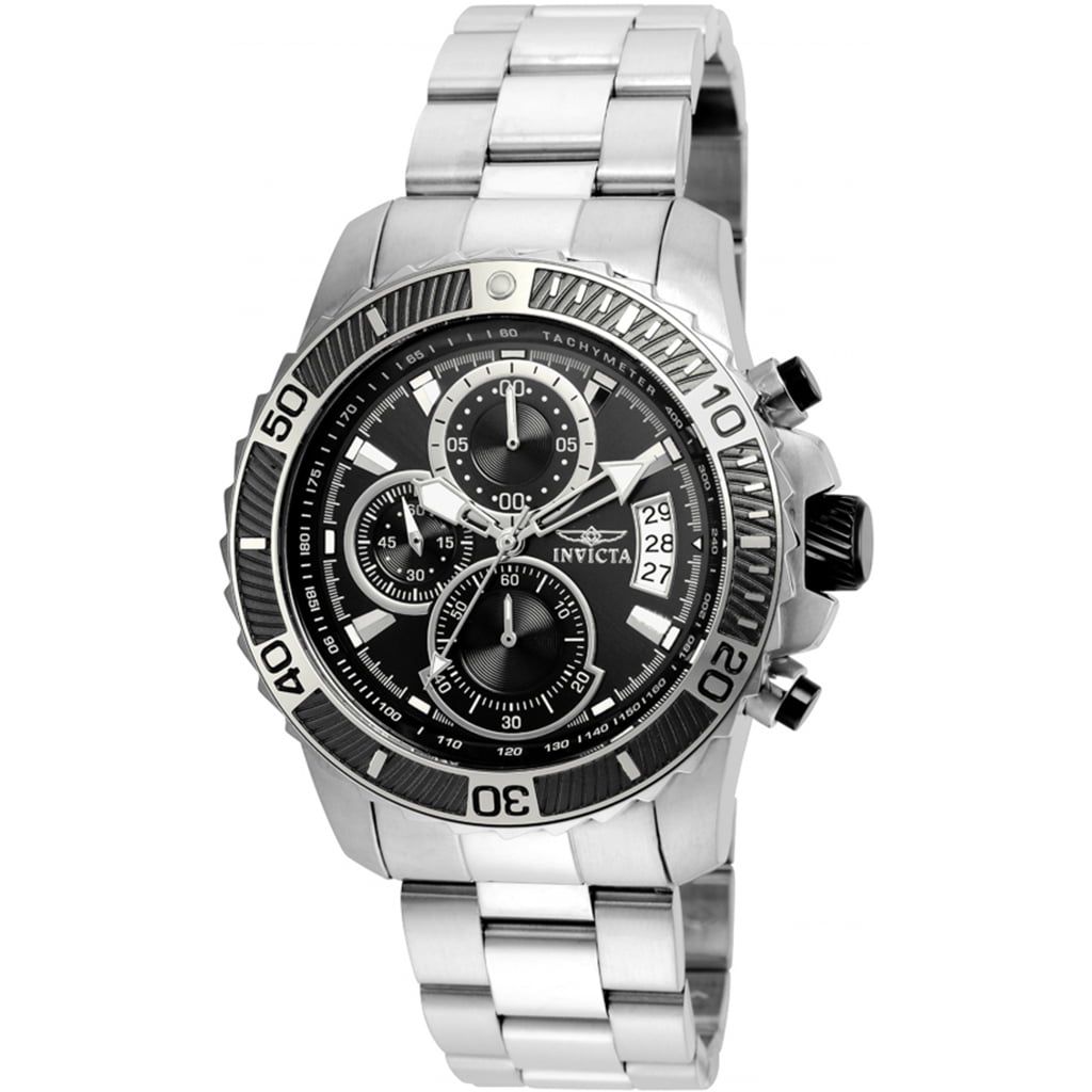 Invicta Men's 22412 Pro Diver Chronograph Black Dial Stainless Steel ...