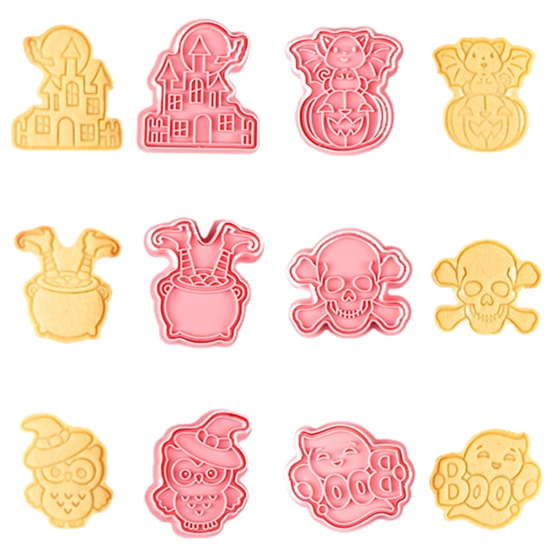 Moldes Para Galletas De Halloween, Estampadores De Galletas De Fondant 3D, Moldes Para Hornear Para Decoración De Halloween Diy Speravity HA037060-00