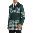 thumbnail image 4 of INSPIRE CHIC Houndstooth Overcoat for Men's Single Breasted Color Block Patchwork Long Coat Black S, 4 of 5