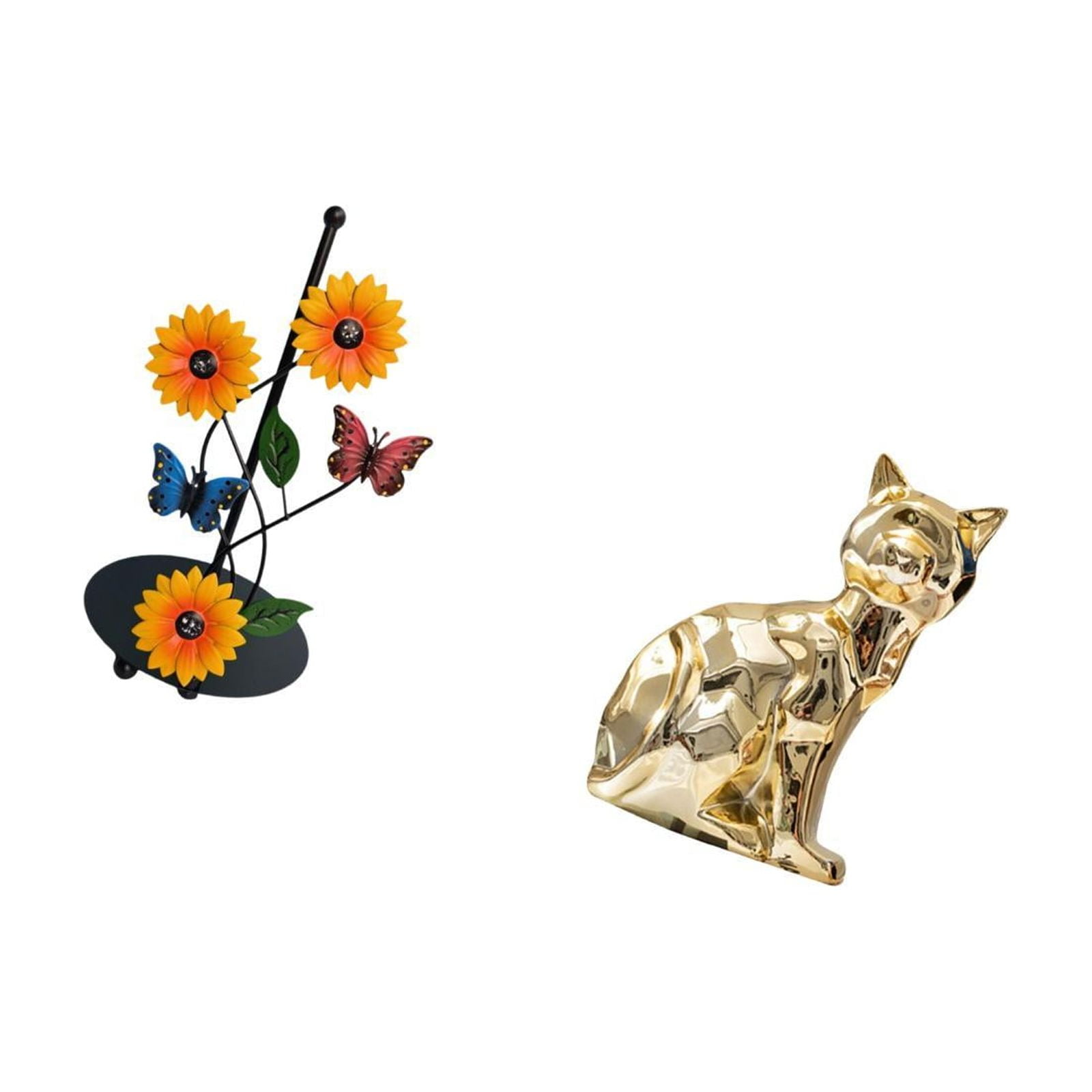 Fiocias Toilet Paper Holder Paper Towel Holder Countertop Kitchen Roll Holder Cat Statue Figurine Iron Ceramic Material Suitable for Living Room Bedroom Offic