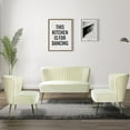 thumbnail image 3 of Velvet Accent Chair Set of 2 Upholstered Adult Side Chairs Gold Leg Home Bedroom Ivory, 3 of 11