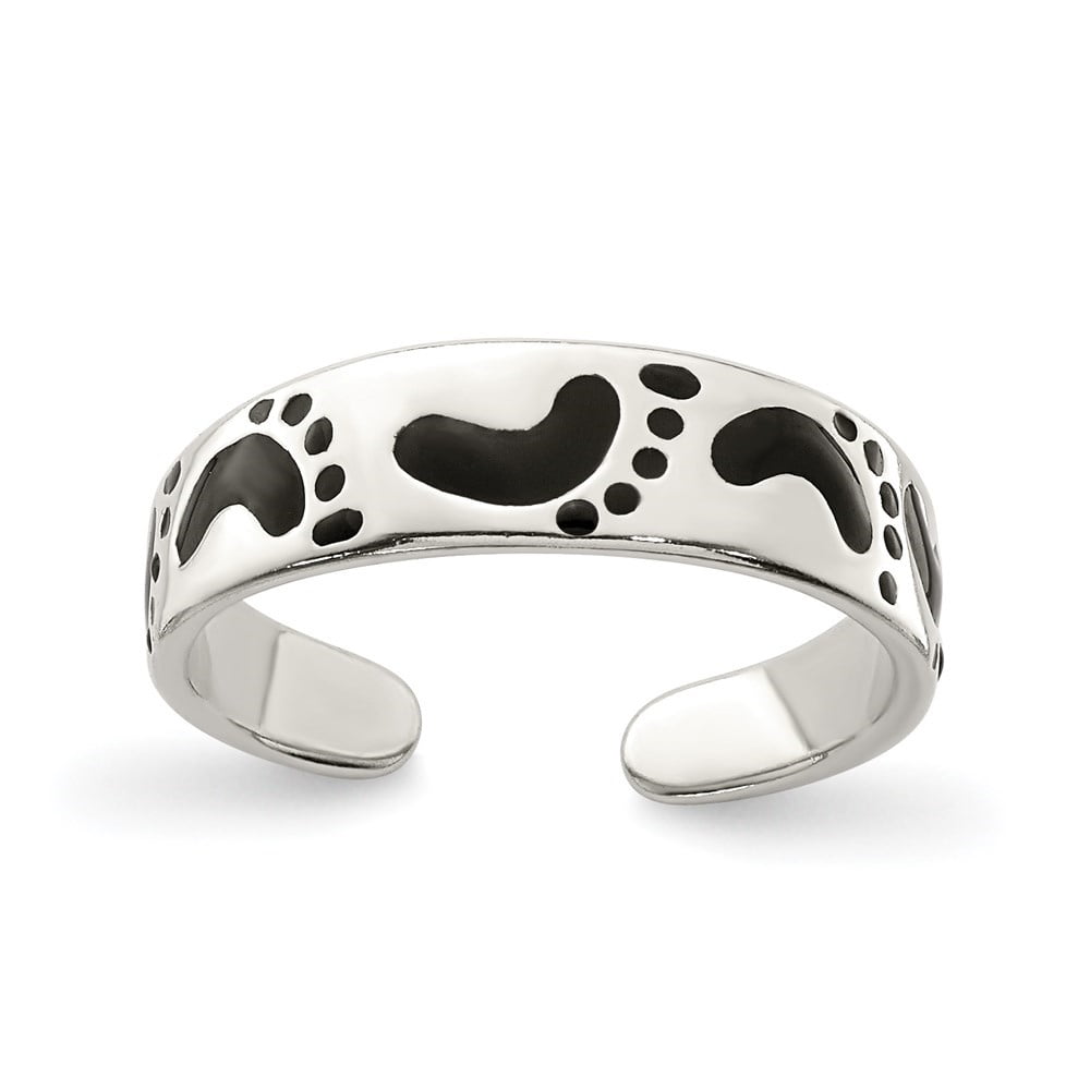 Auriga Fine Jewelry 925 Sterling Silver Black Enameled Feet Toe Ring for Women