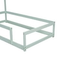 thumbnail image 4 of Twin Size Montessori Floor Bed with House-Style Headboard & Safety Fences for Girls & Boys, Solid Pine Construction, Low-Profile Design, Easy Assembly, Light Green Teen Bedroom Furniture, 4 of 9