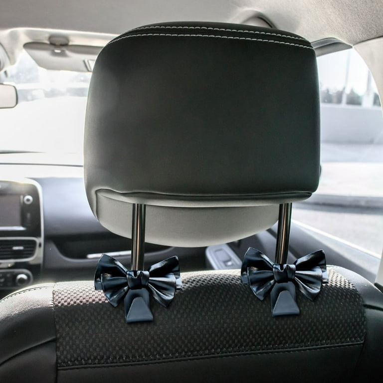 Chamoist 2PCS Purse Holder Headrest Hooks For Car Car Purse Hook Purse Hook For Car Car Hooks For Purses And Bags Cute Bow Car Seat Headrest Hooks for