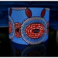 thumbnail image 2 of New Home gift, home decor, handmade pendant drum lampshade, ceiling or lamp base African wax print lampshade - all sizes - Blue and orange, 2 of 5