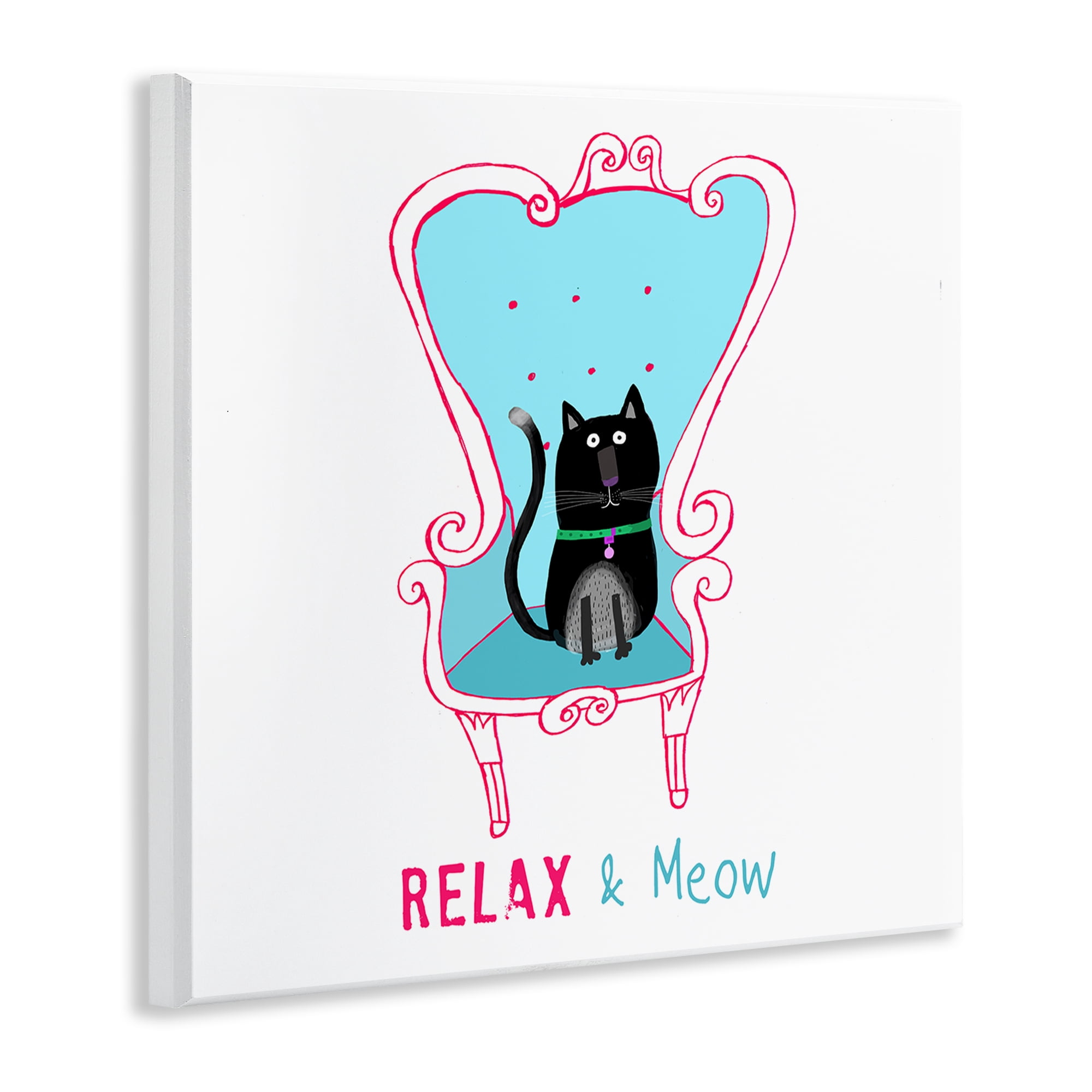 Stupell Industries Relax & Meow Cat Furniture Painting Unframed Art Print Wall Art, 12 x 12