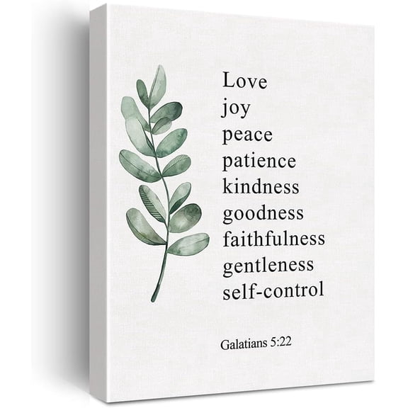 Christian Canvas Wall Art Galatians 5:22 Fruit of the Spirit Canvas Print Positive Scripture Canvas Painting Home Wall Decor Framed Gift 12x15 Inch