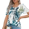 thumbnail image 4 of My Order Womens Tops Short Sleeve Shirts for Women Summer Floral Print Loose Blouses Crew Neck Casual Tunic Top Pleated Shirt My Items, 4 of 7