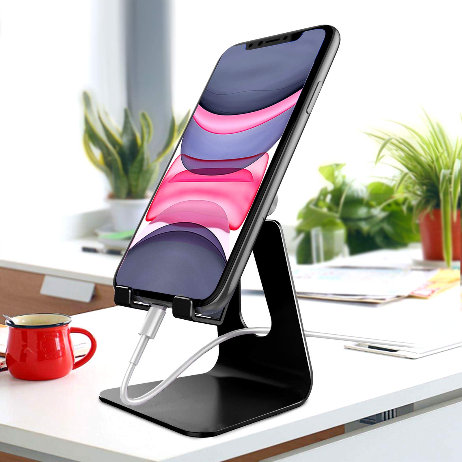 CreaDream Adjustable Aluminum Cell Phone Stand, Black photo 5