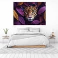 thumbnail image 4 of Mudket Framed Leopard in Purple Jungle Leaves Canvas Wall Art, Moody Leopard Print Wall Decor for Living Room, Jungle Animal Wall Art, Ready to Hang - 12"L x 8"W, 4 of 10