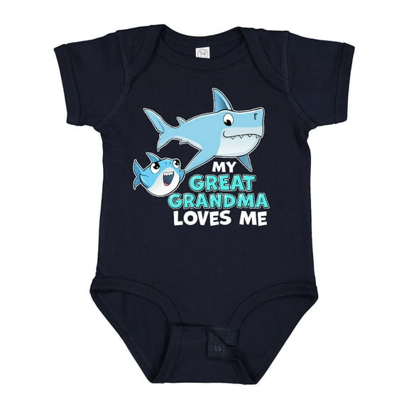Inktastic My Great Grandma Loves Me with Cute Sharks Boys or Girls Baby Bodysuit