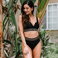 thumbnail image 2 of Rush Women's Sport Low Scoop Crop Top High Waisted Bottom Two Piece Swimsuits，S S2800, 2 of 5