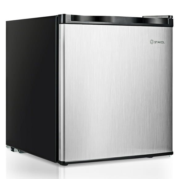 Costway 1.1 cu.ft. Compact Mini Upright Freezer Stainless Steel Single Door Home Dorm