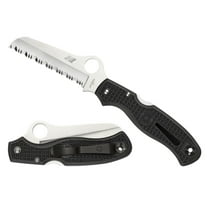 Spyderco Atlantic Salt Folding Knife 3-11/16" H1 Serrated Rescue Blade, Black FRN Handles, Lockback - C89SBK