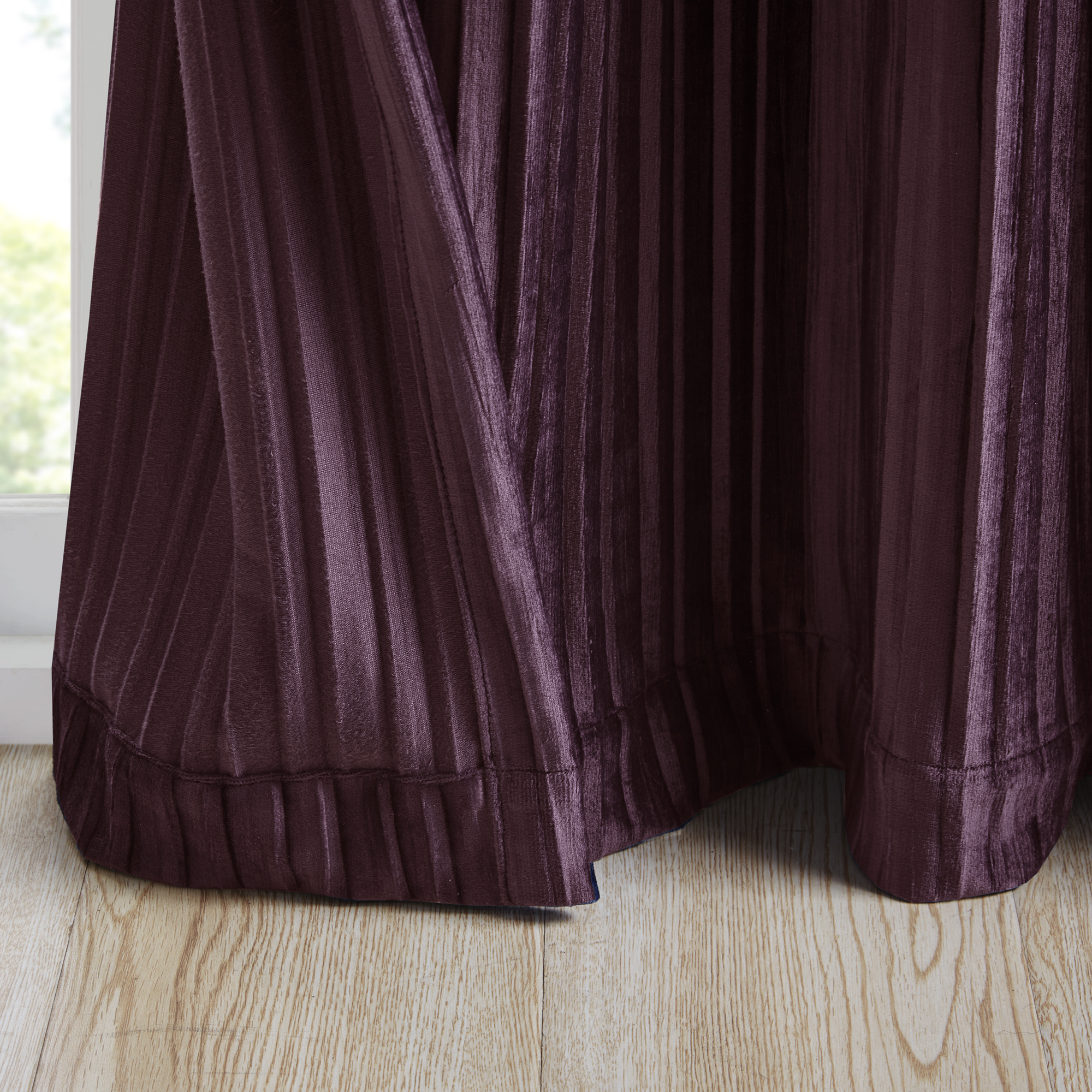 Beautyrest Jasper Plum Grommet Top Velvet Single Window Panel Curtain, 42” x 96”