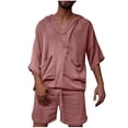 thumbnail image 1 of Conjunto de Traje para Hombre, Casual Manga Corta con Capucha, Pantalones Cortos de Bolsillo Conjunto de Color Sólido para Hombres, 1 of 7