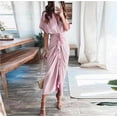 thumbnail image 5 of JBXKXYW Dresses For Women 2024 Women'S Summer Chiffon Long Dress Short Sleeve Temperament Commuting High Waist Long Button Dress Womens Dresses (Pink,L), 5 of 5