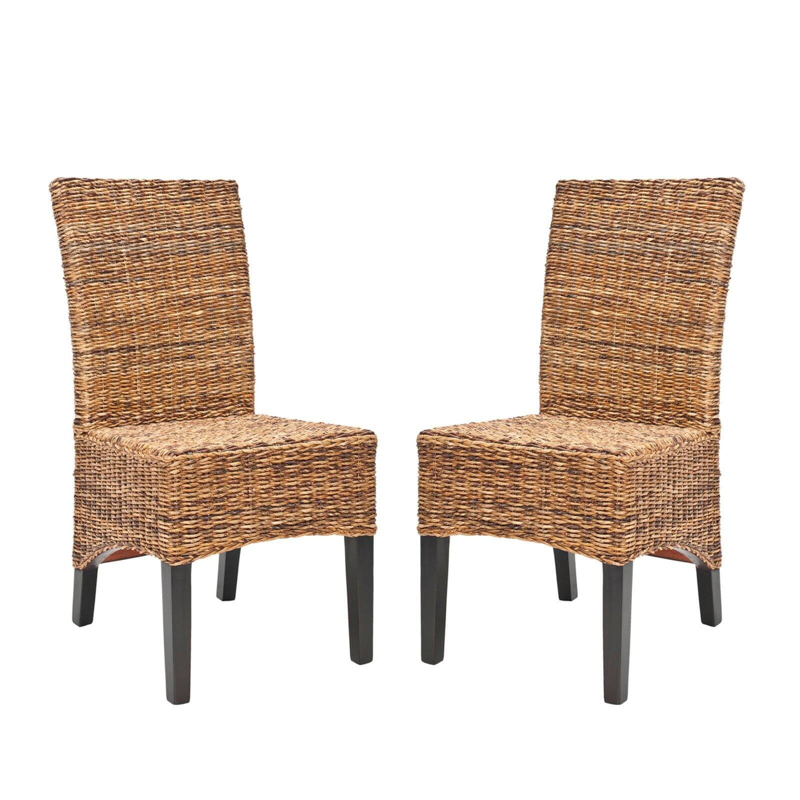 Safavieh Charlotte Wicker Dining Side Chairs Natural Tan Set of 2