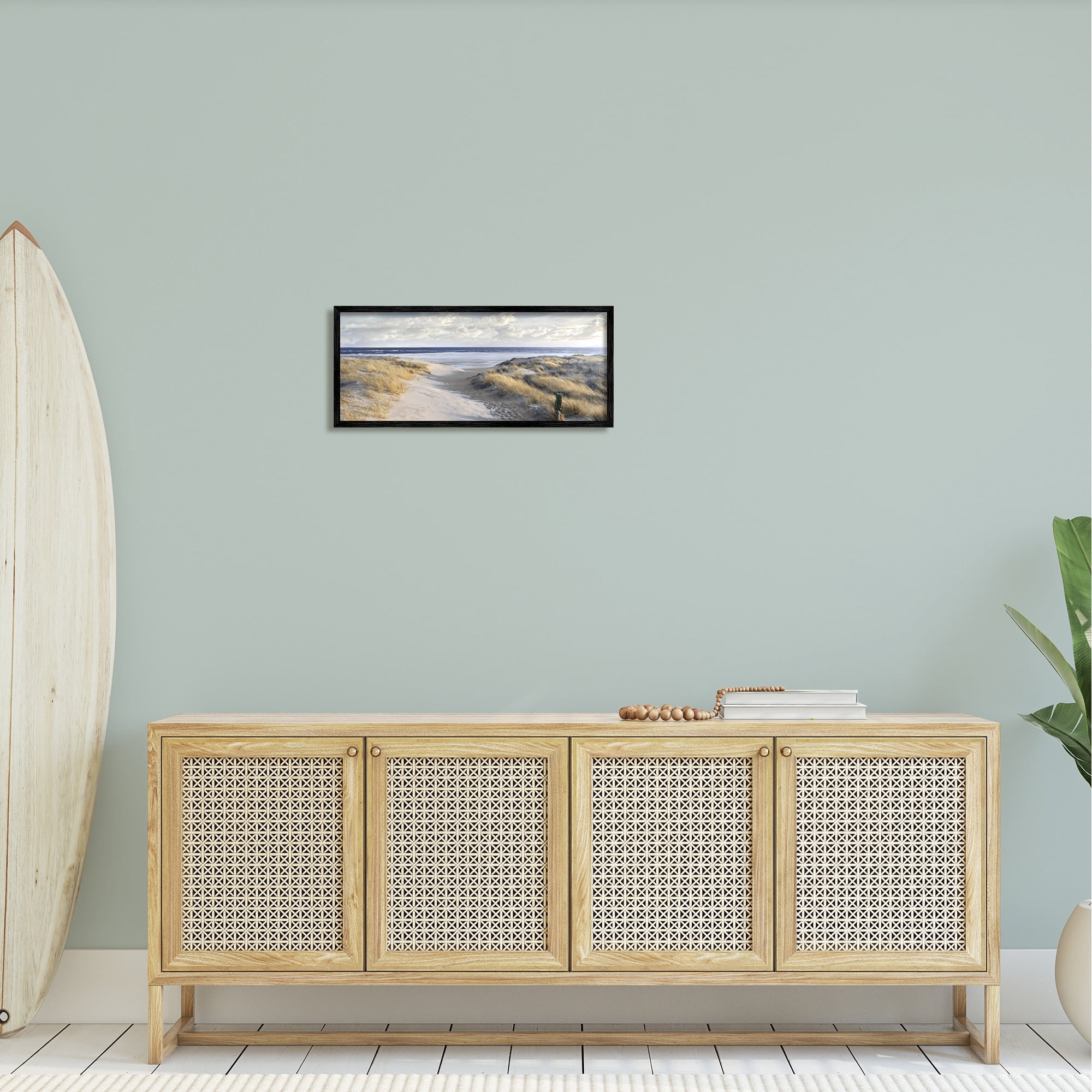 Stupell Industries Panoramic Beach Coastline Sand Dunes Fluffy Clouds , 30 x 13, Design by Mike Calascibetta