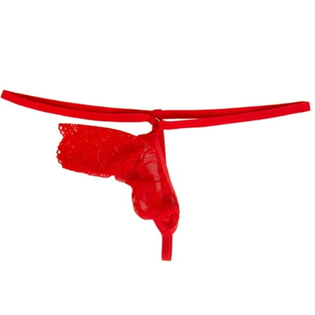 Yuhangmm Men s Solid Color Sexy Underwear Lace Hollow Underwear Thong Negligee Lingerie Sexy