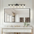 thumbnail image 2 of 6-Light Modern Vanity Light with Clear Glass Shade - Dimmable Bathroom Black Wall Lamp for Mirror, Kitchen, Hallway, 2 of 8